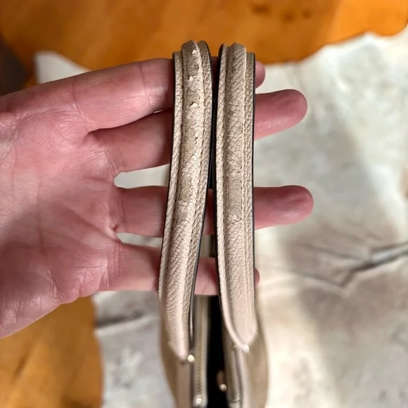 COACH Signature Stripe Gallery Tote F25996 Beige White Canvas Shoulder Bag - Picture 11 of 14